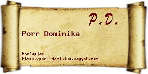 Porr Dominika névjegykártya